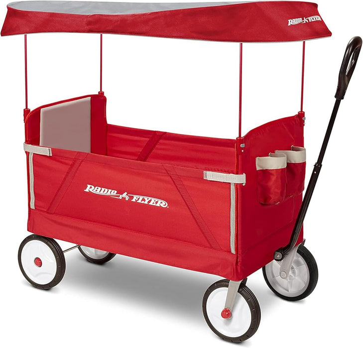 Radio Flyer 3-in-1 EZ Fold Wagon With Canopy, Red