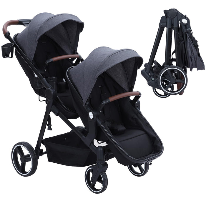 Garvee Tandem Double Stroller, Dark Grey