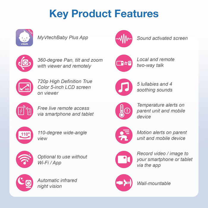 VTech Upgraded Smart WiFi Baby Monitor, VM901