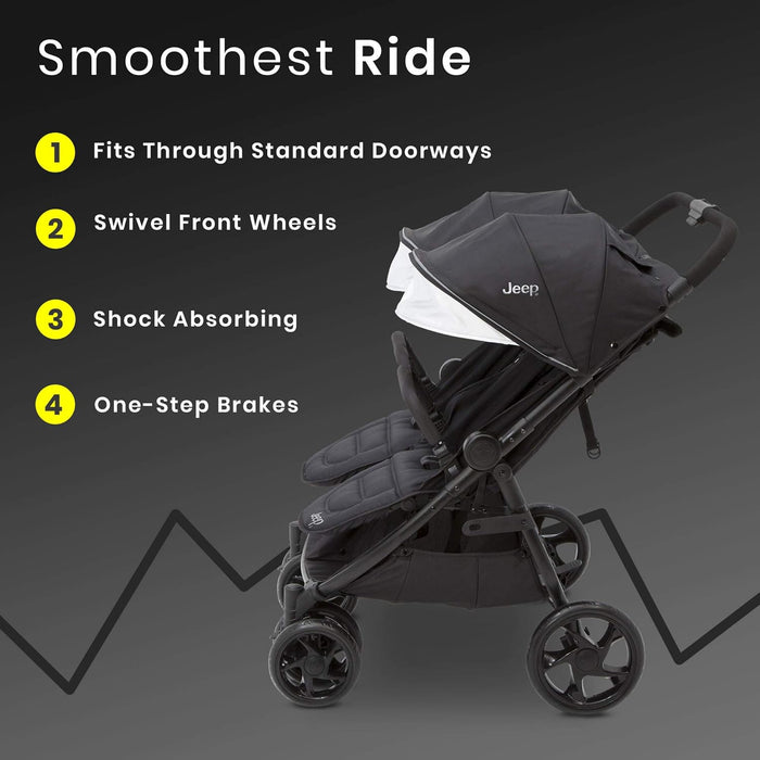 Jeep Destination Ultralight Side x Side Double Stroller, Midnight, 2025