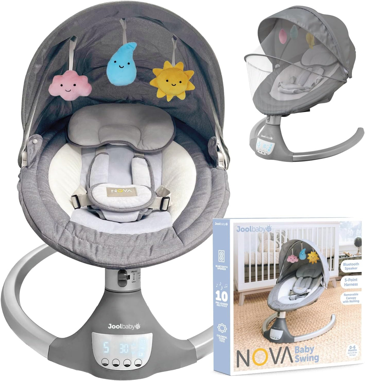 Jool Nova Baby Swing, Gray, Original — GoodBuy Gear