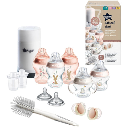Shop Tommee Tippee Natural Start Ready For Baby Bottle Set, 14 Piece Set, Pink/Translucent at GoodBuy Gear