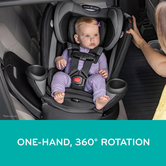 Shop Evenflo Revolve 360 Extend All-in-One Rotating Car Seat with Quick Clean Cover, Revere Gray, 2025 at GoodBuy Gear