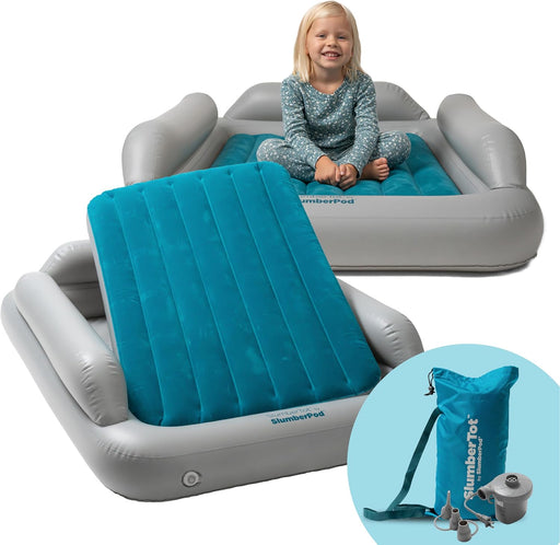 Shop SlumberPod SlumberTot Inflatable Toddler Bed, Gray/Teal at GoodBuy Gear