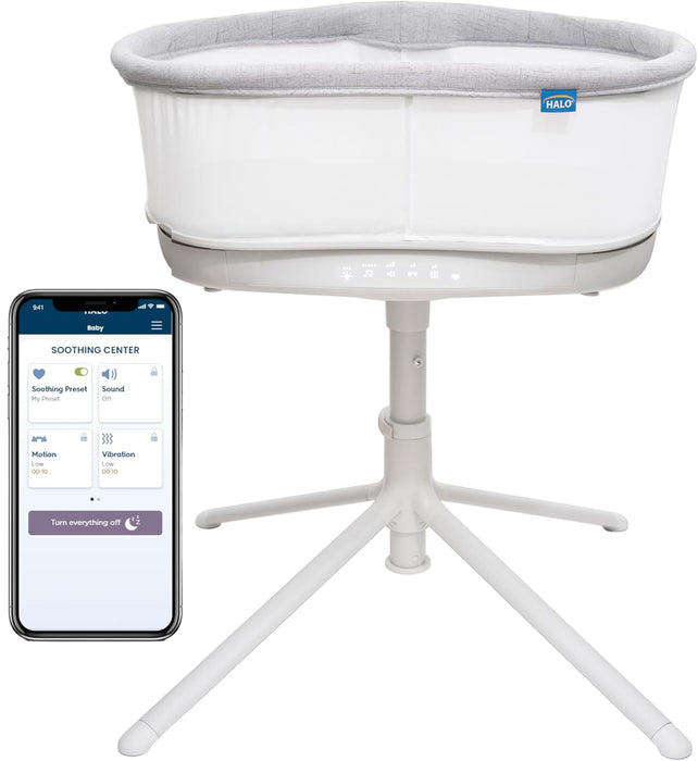 Halo BassiNest Connected Swivel Sleeper 3.0, White/Grey