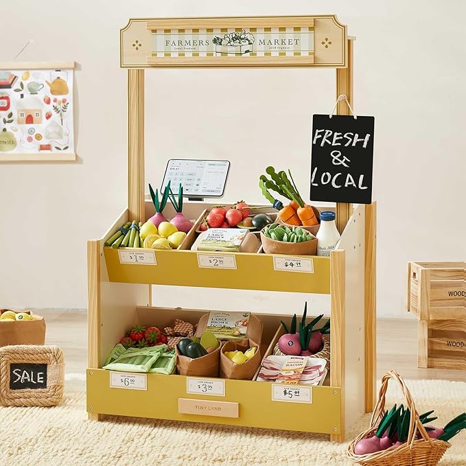 Tiny Land Grocery Store Playset, Natural Wood