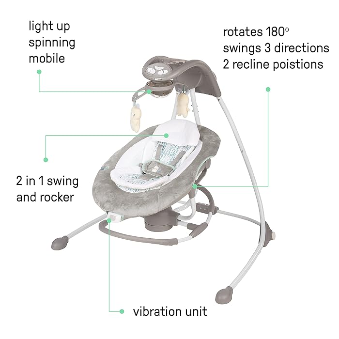 Ingenuity InLighten 2-in-1 Baby Swing And Rocker, Spruce