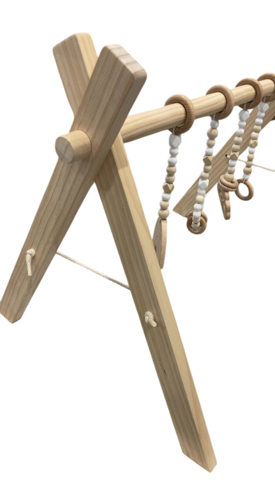 Shop Poppyseed Play Wooden Baby Gym, Natural Wood w/ White Toys at GoodBuy Gear