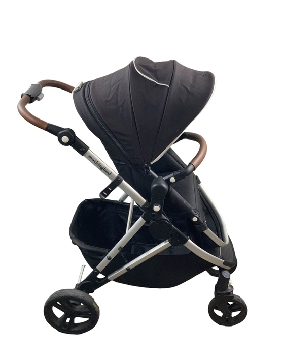 secondhand Mockingbird Single Stroller, 2021, Black, Watercolor Drops, Silver With Penny Leather