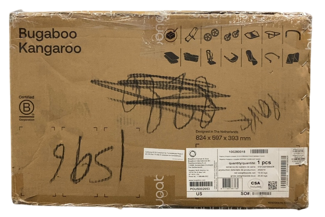 Shop Bugaboo Kangaroo Single To Double Stroller, 2024, Black, Midnight Black, Midnight Black at GoodBuy Gear