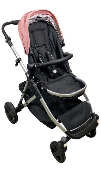 Shop Mockingbird Single to Double 2.0 Stroller, Bloom, Windowpane, Silver With Black Leather, 2024 at GoodBuy Gear
