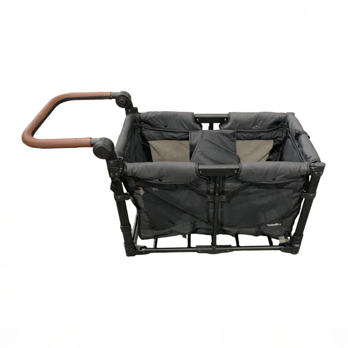 Shop Wonderfold W2 Luxe Multifunctional Double Stroller Wagon, 2025, Black Frame with Brown Handlebar, Volcanic Black Fabric at GoodBuy Gear
