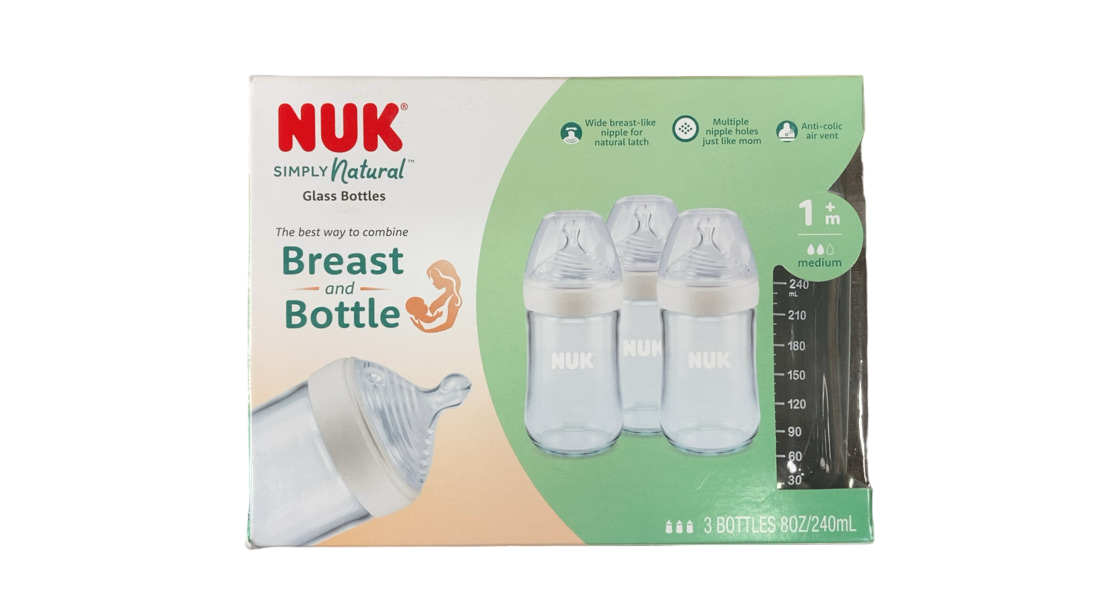 Shop NUK Simply Natural Glass Bottles, 8oz, 3 Pack at GoodBuy Gear