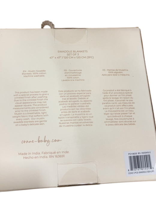 Shop Crane Baby Cotton Muslin Swaddle Blankets Set of 3, Sea Life at GoodBuy Gear