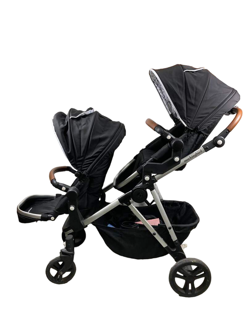 secondhand Mockingbird Single to Double Stroller with 2nd Seat, 2020, Black, Windowpane, Silver with Penny Leather