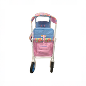 Shop Wonderfold W4 Luxe Quad Stroller Wagon, 2023, Petal Pop Fabric, White Frame with Blue Handlebar at GoodBuy Gear