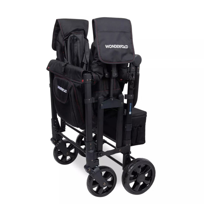 Shop Wonderfold W4 Elite Stroller Wagon, 2025, Black with Red Stitching at GoodBuy Gear