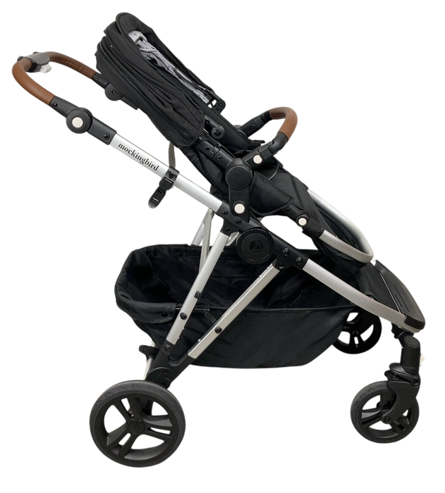 Shop Mockingbird Single to Double 2.0 Stroller, 2024, Black, Silver With Penny Leather, Watercolor Drops at GoodBuy Gear