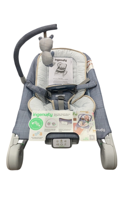 Shop Ingenuity Happy Belly Rock-to-Bounce Massage Seat, Chambray at GoodBuy Gear