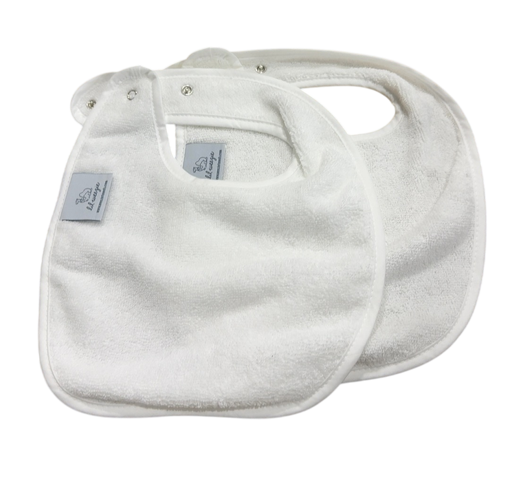 Shop Lil Weezie Baby Bibs Pair, White on White at GoodBuy Gear
