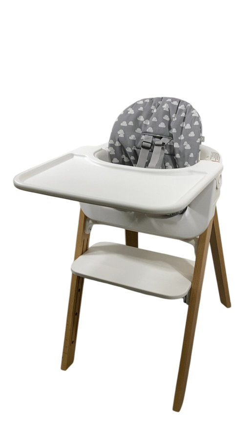 Shop Stokke Complete Steps High Chair, White Seat Natural Legs at GoodBuy Gear