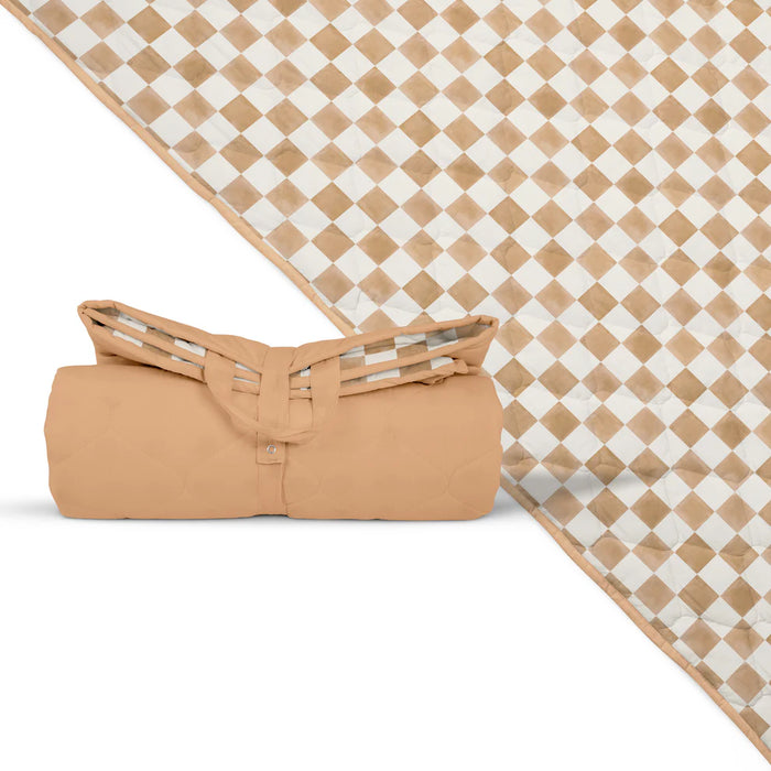 Toki Kids Picnic Blanket, Checker Toffee, 60"x 84"