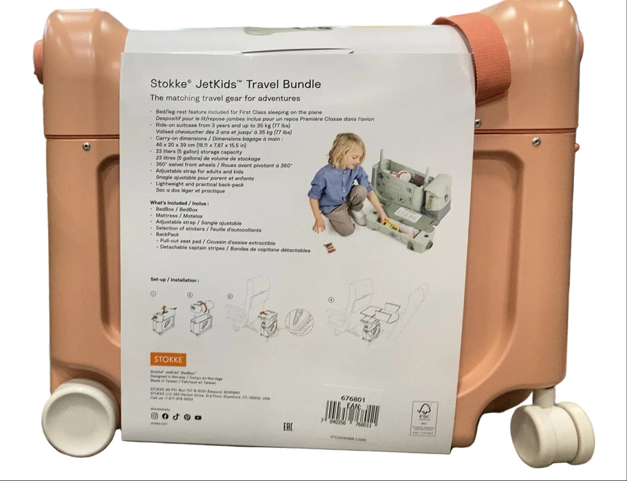 Shop Stokke JetKids BedBox + Crew Backpack Travel Bundle, Coral Pink at GoodBuy Gear