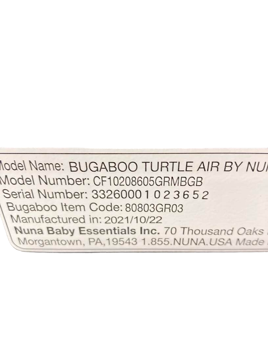 secondhand Bugaboo Turtle Air By Nuna Car Seat, 2021, Grey Melange