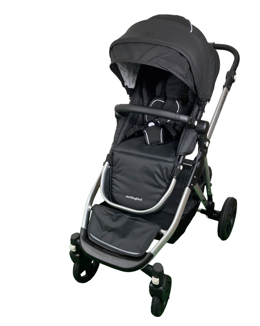 used Mockingbird Single to Double Stroller, 2023, Matte Black with Matte Black Leather, Windowpane, Black