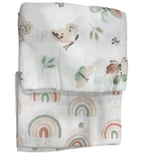 Shop Crane Baby Cotton Muslin Swaddle Set of 2, Parker Butterfly/Rainbow at GoodBuy Gear