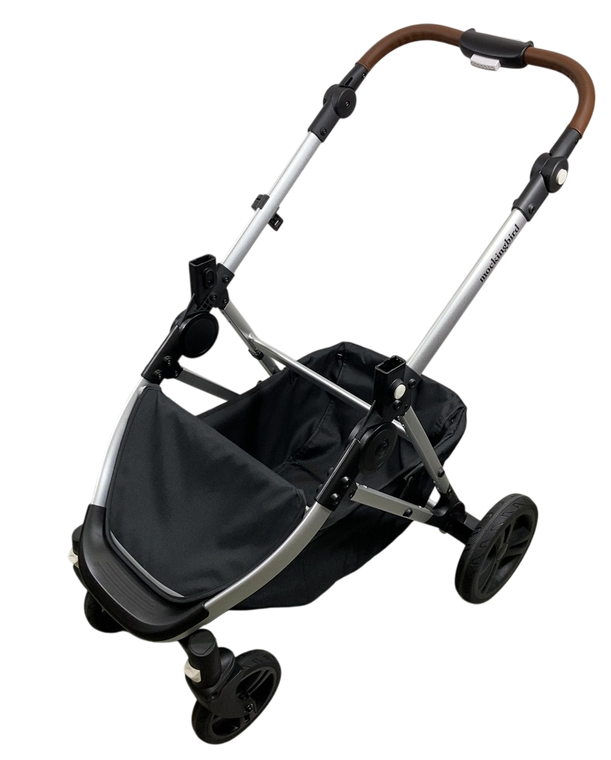 mockingbird single-to-double stroller 2.0 frame Mockingbird 2.0 Single to Double Stroller Frame, 2024, Silver With Penny Leather