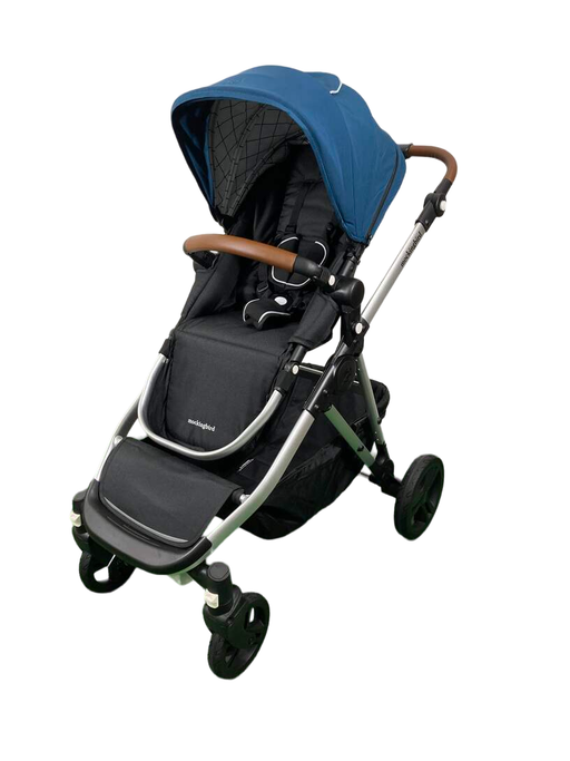 secondhand Mockingbird Single to Double 2.0 Stroller, 2024, Silver with Penny Leather, Windowpane, Sea