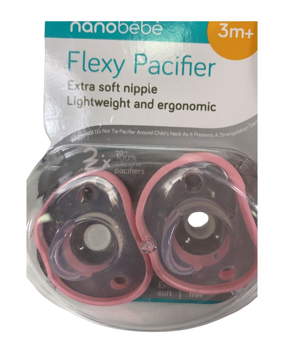 Nanobébé Flexy Pacifiers, Pink, 2-Pack, 0-3 Months