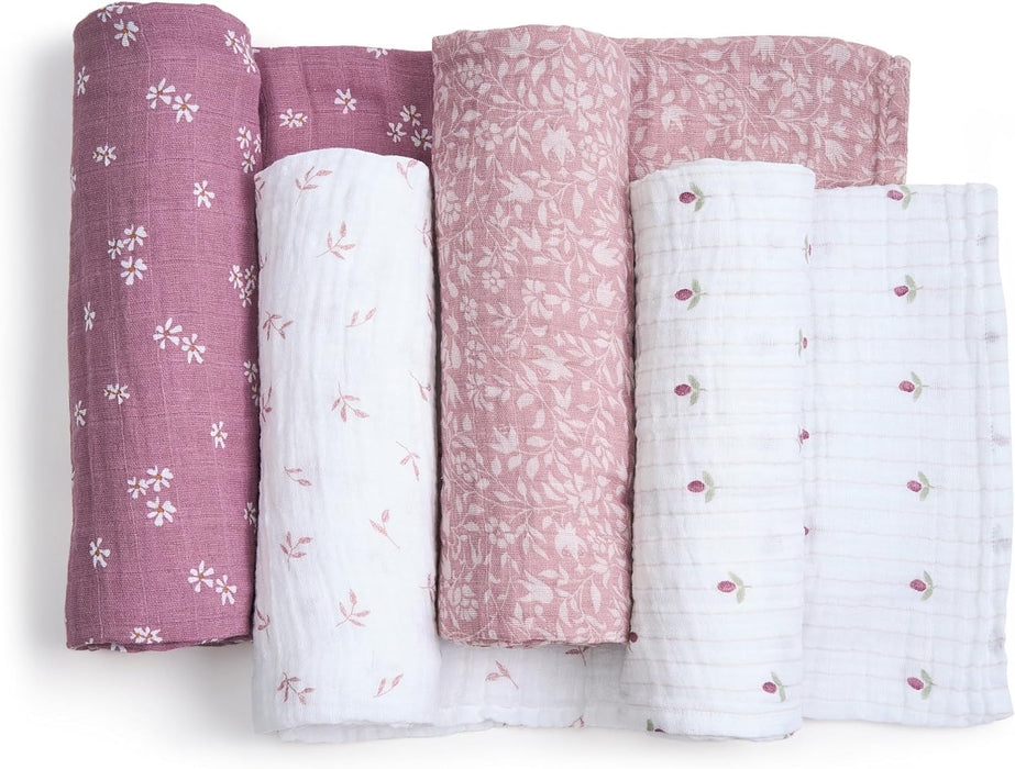 Aden + Anais Cotton Muslin Swaddles Pack of 4, Heritage floral