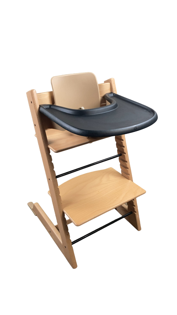 Stokke Tripp Trapp High Chair with Baby Set and Tray, Black, Natural