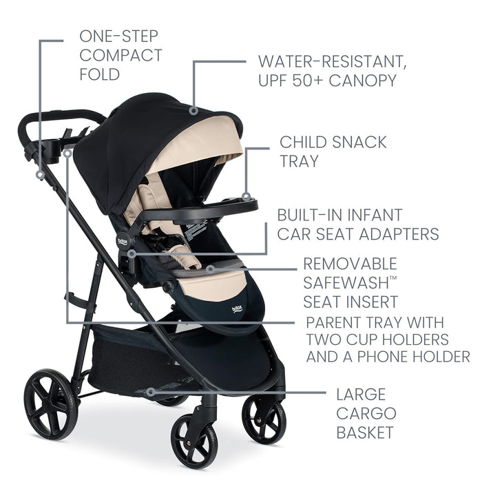 Britax Brook+ Stroller, 2023, Sand Onyx