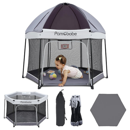 Shop Pamo Babe Premium Indoor and Outdoor Portable Baby Playpen, Grey at GoodBuy Gear