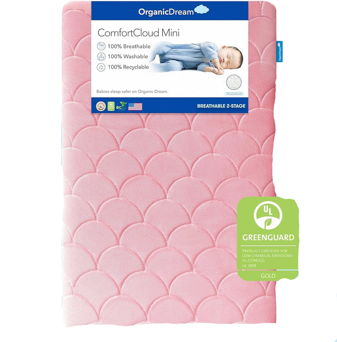 Organic Dream ComfortCloud Mini Crib Mattress, Pink