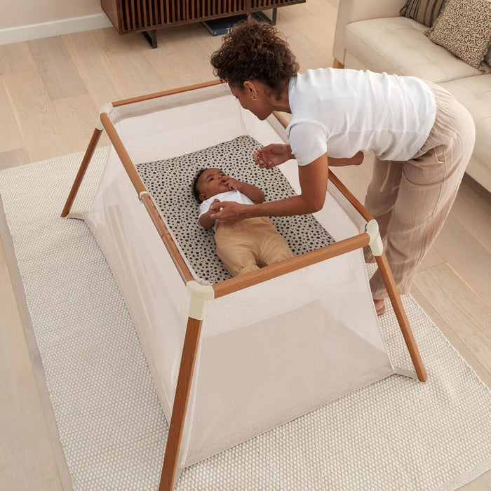 Tutti Bambini CoZee Go 3-in-1 Bassinet/Travel Cot/Playpen, Scandinavian Walnut & Ecru