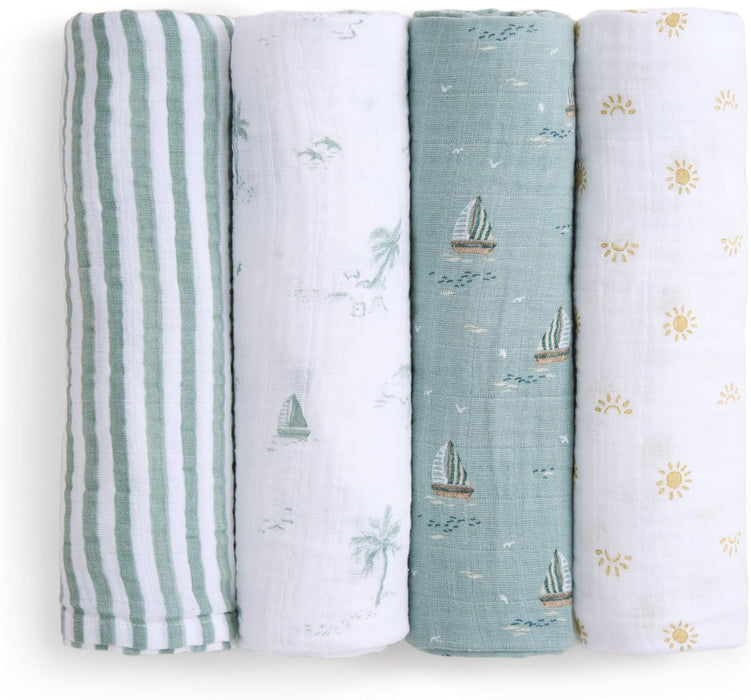 Aden + Anais Cotton Muslin Swaddles Pack of 4, Sailing Seas