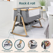 Shop Tutti Bambini CoZee Air Bedside Bassinet, Oak/Charcoal at GoodBuy Gear