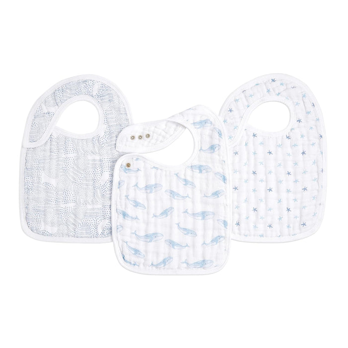 Aden + Anais Muslin Snap Bibs (3 Pack), Oceanic