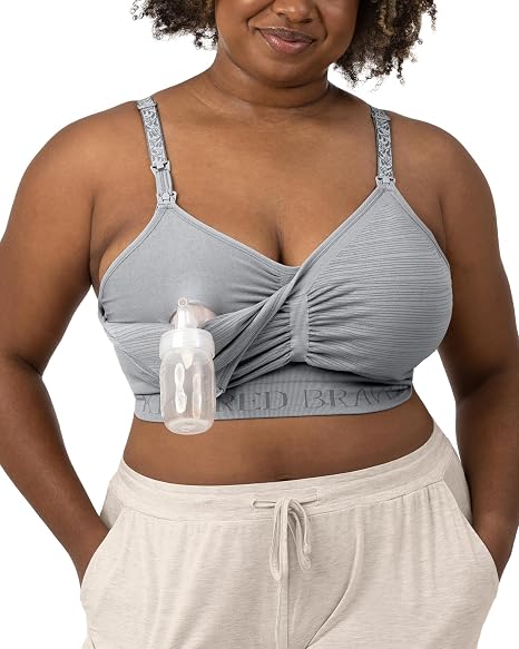 Kindred Bravely Sublime Hands-Free Pumping & Nursing Bra, Grey, X-Large, Super Busty