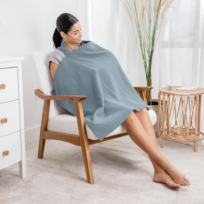 Comfy Cubs Muslin Nursing Cover, Pacific Blue