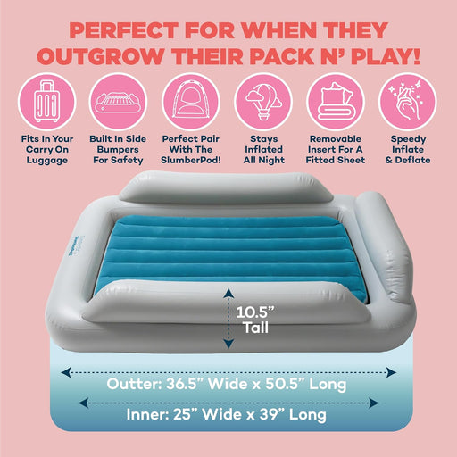 Shop SlumberPod SlumberTot Inflatable Toddler Bed, Gray/Teal at GoodBuy Gear