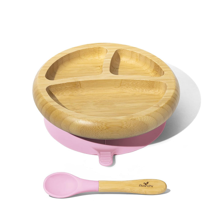 Shop Avanchy Bamboo Suction Baby Plate and Spoon, Pink at GoodBuy Gear