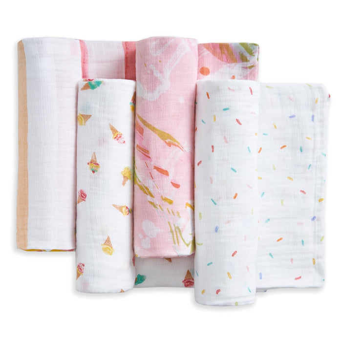 Aden + Anais Cotton Muslin Swaddles Pack of 4, Ice Cream Dreams