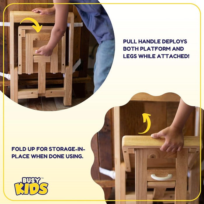 Busy Kids Fold 'N Store Step Stool, Natural