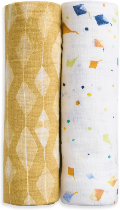 Aden + Anais Essentials Cotton Muslin Swaddle (2 Pack), Kite Parade