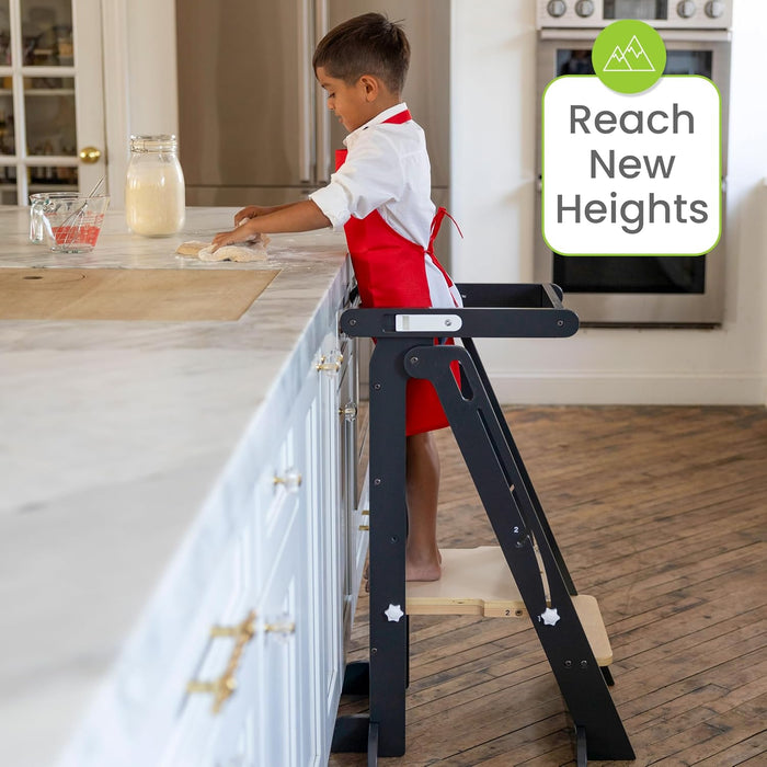 Little Partners Learn ‘N Fold Learning Tower, Charcoal with Natural